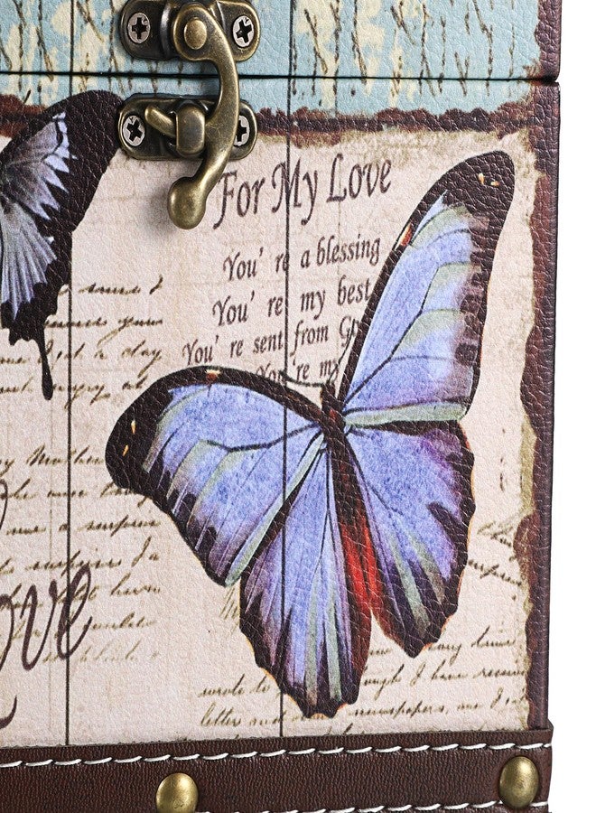 Hoowen Vintage Tissue Box Cover, Wood Square Tissue Box Holder, Decorative Butterflies Design Faux Leather Tissue Holders for Table Bathroom Living Room Kitchen Office Car Home Decor, Bluish Purple - Image 5